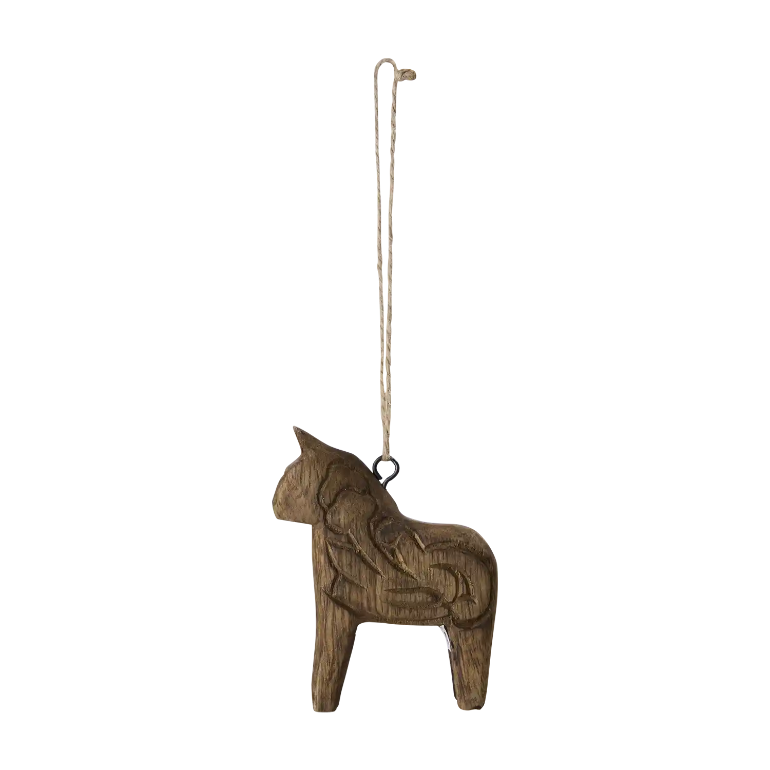 FÅLE Deko‑Pferd aus Mangoholz, Braun, L8×B2×H9 cm
