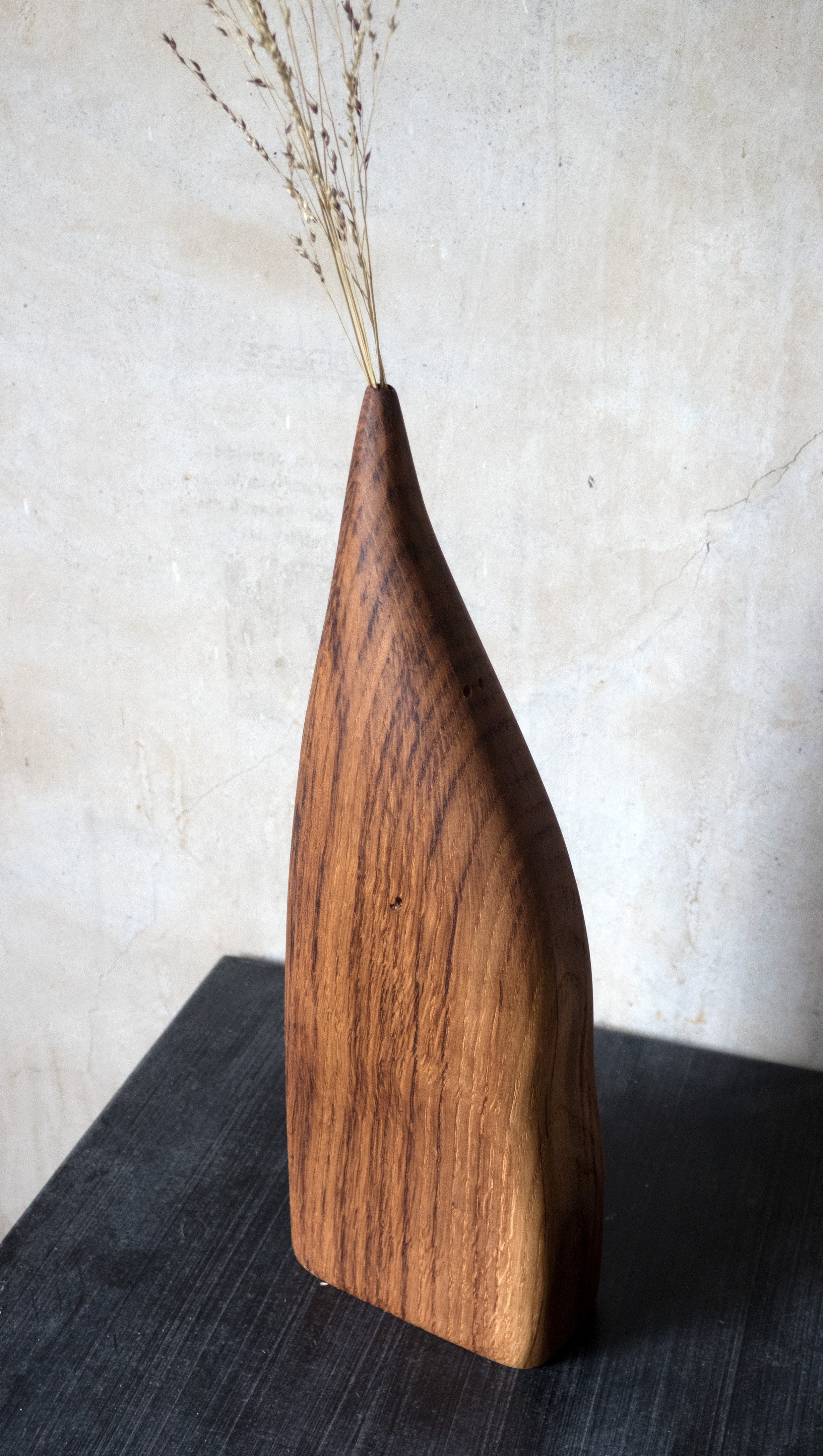Holz Trockenblumenvase Alteiche groß