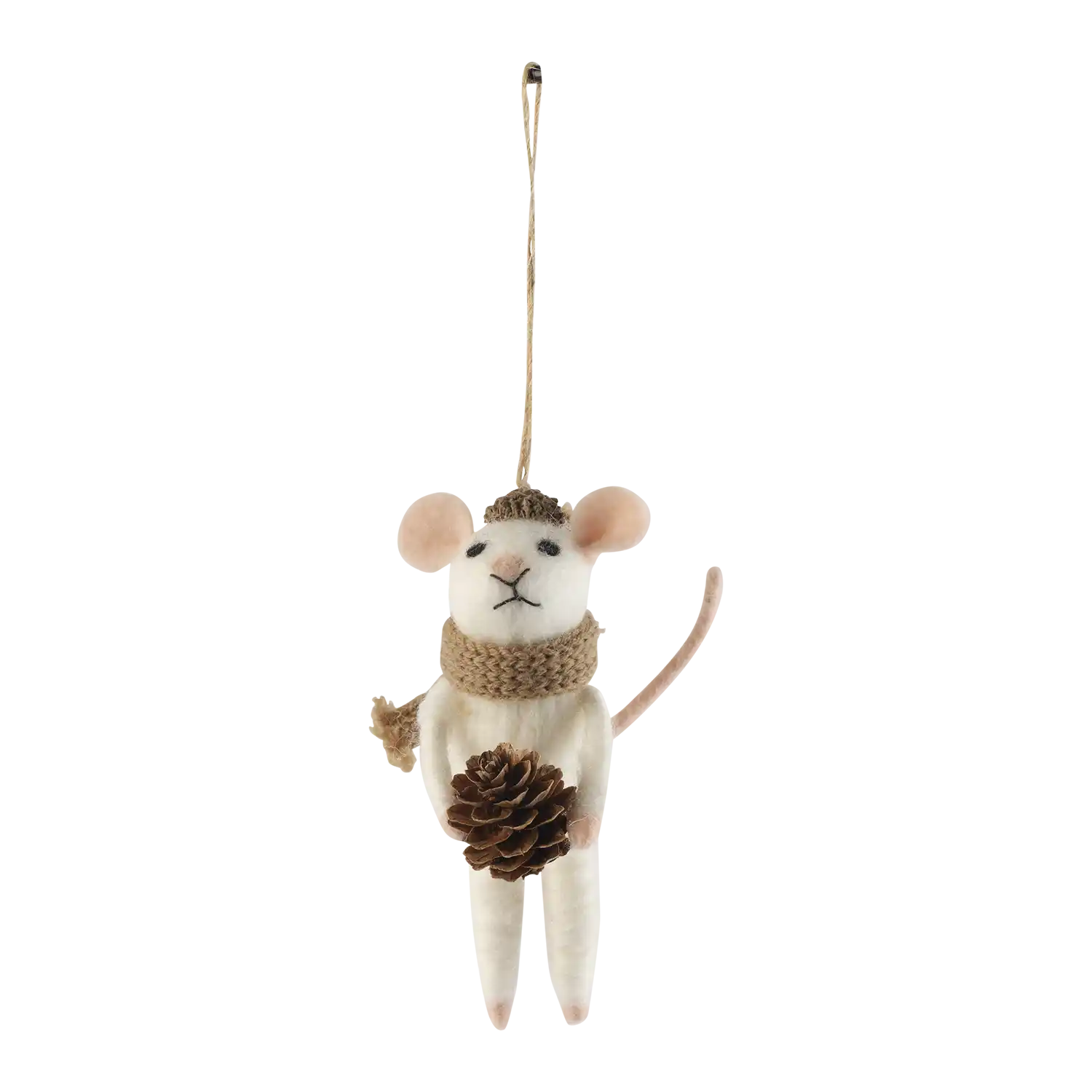 NOVELLA Weihnachtsmaus aus Wolle, Beige, B5×H13 cm