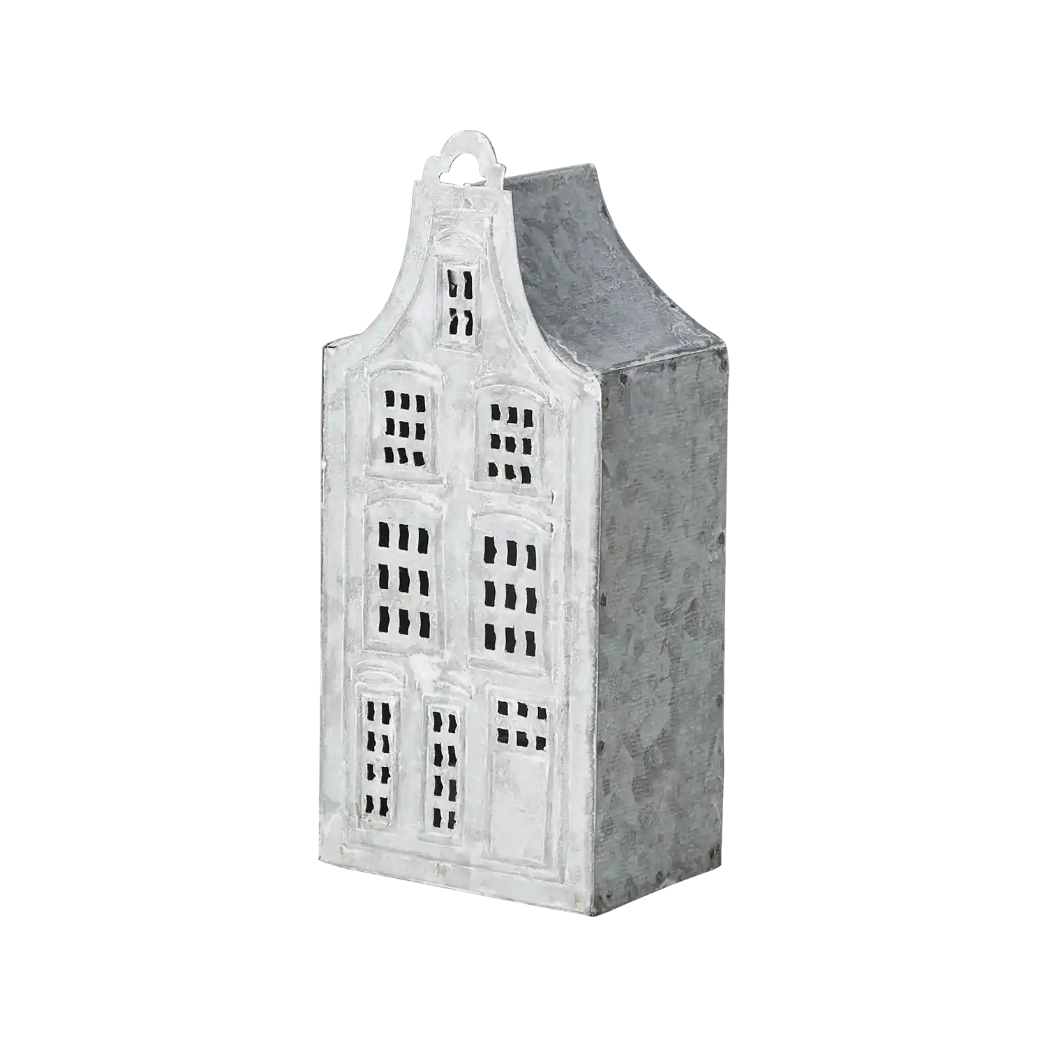 FENIX Lichterhaus aus Eisen, Grau/Weiß, L8×B6×H18 cm