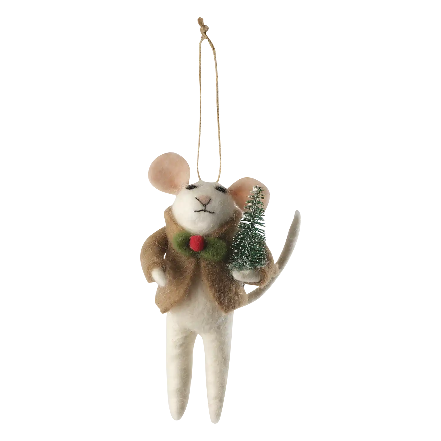NOVELLA Weihnachtsmaus aus Wolle, Beige, B7×H13 cm