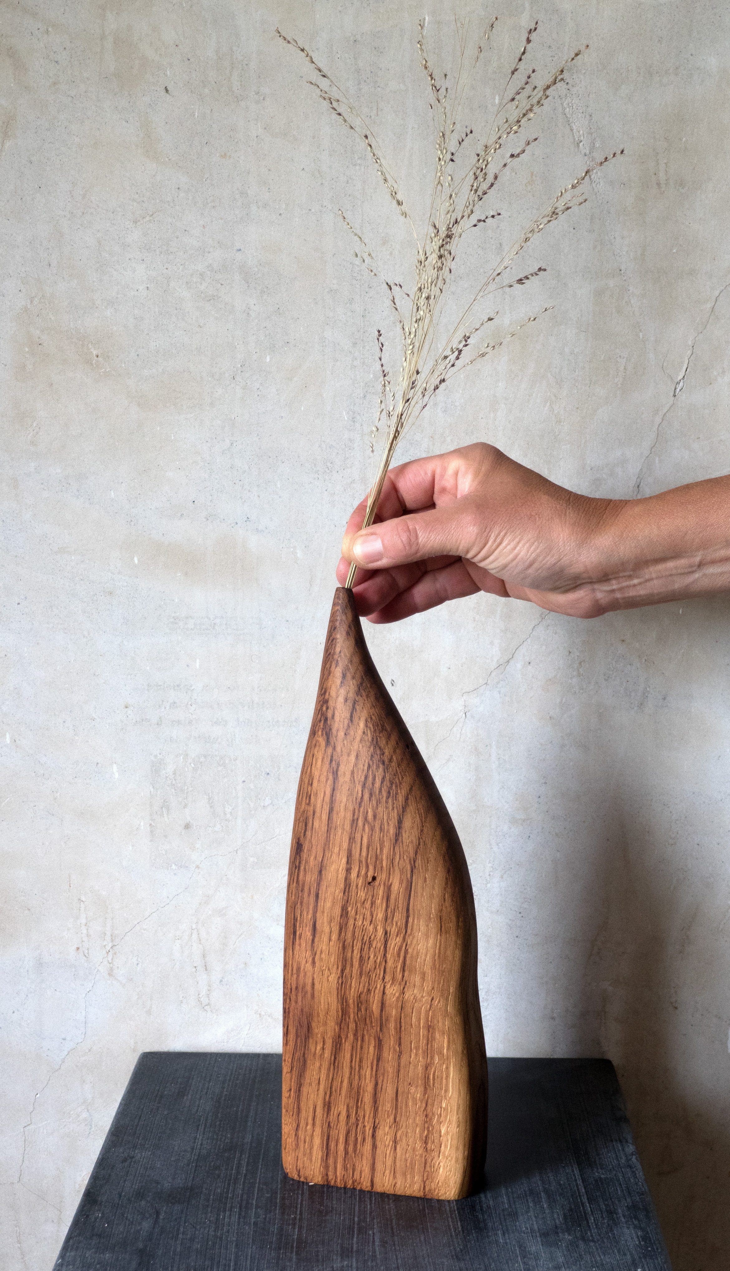 Holz Trockenblumenvase Alteiche groß