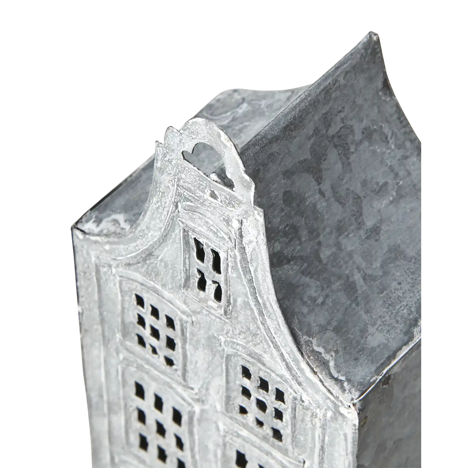 FENIX Lichterhaus aus Eisen, Grau/Weiß, L8×B6×H18 cm