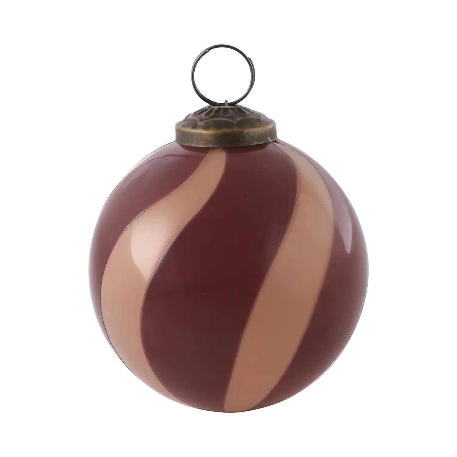CIRCUS Weihnachtsbaum Dekoration aus Glas, Beige/Bordeaux, Ø7,5×H10 cm