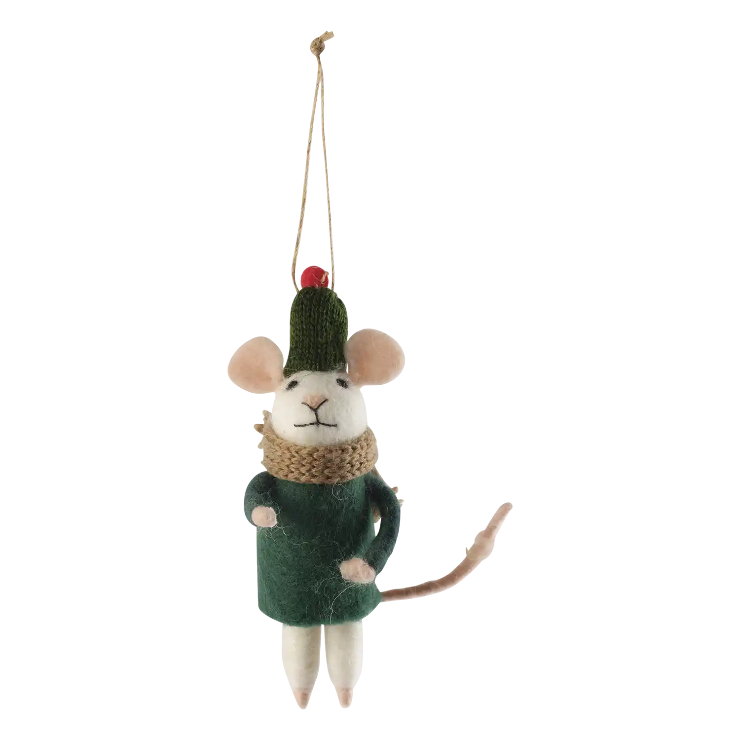 NOVELLA Weihnachtsmaus aus Wolle, Grün, B5×H13 cm